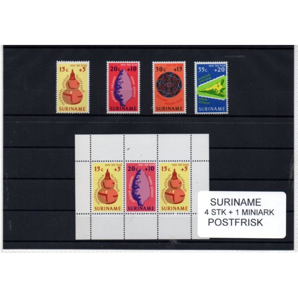 Suriname Samling - 4 stk + 1 Miniark - Postfrisk