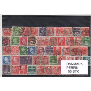 Danmark Perfiner 50 stk. Stemplet/Ustemplet