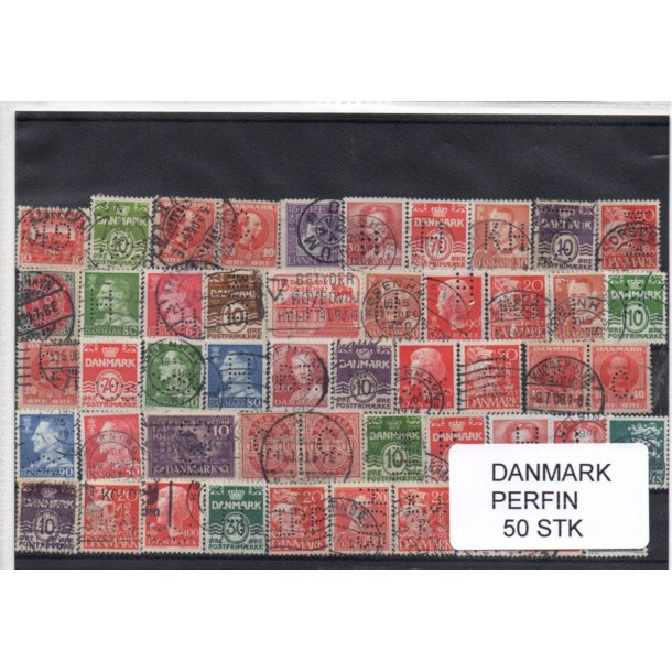 Danmark Perfiner 50 stk. Stemplet/Ustemplet