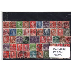 Danmark Perfiner 50 stk. Stemplet/Ustemplet