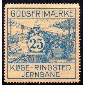 Kge - Ringsted Jernbane  - Godsfrimrke - 25 re - Ustemplet