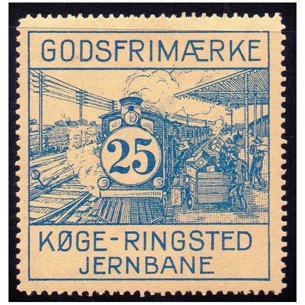 Kge - Ringsted Jernbane  - Godsfrimrke - 25 re - Ustemplet