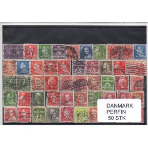 Danmark Perfiner 50 stk. Stemplet/Ustemplet