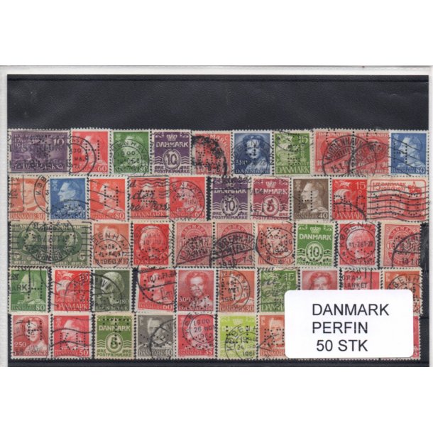 Danmark Perfiner 50 stk. Stemplet/Ustemplet
