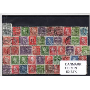 Danmark Perfiner 50 stk. Stemplet/Ustemplet