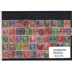 Danmark Perfiner 50 stk. Stemplet/Ustemplet