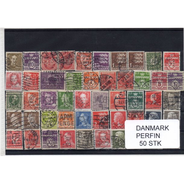 Danmark Perfiner 50 stk. Stemplet/Ustemplet