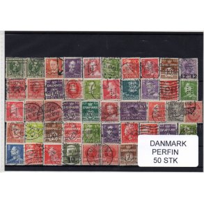 Danmark Perfiner 50 stk. Stemplet/Ustemplet