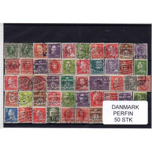 Danmark Perfiner 50 stk. Stemplet/Ustemplet