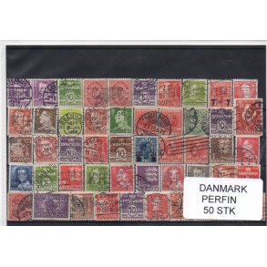 Danmark Perfiner 50 stk. Stemplet/Ustemplet