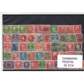 Danmark Perfiner 50 stk. Stemplet/Ustemplet