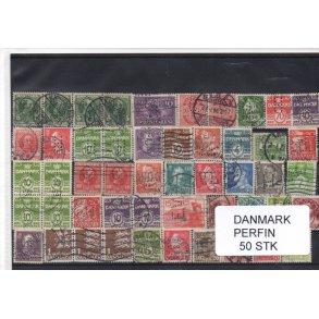 Danmark Perfiner 50 stk. Stemplet/Ustemplet