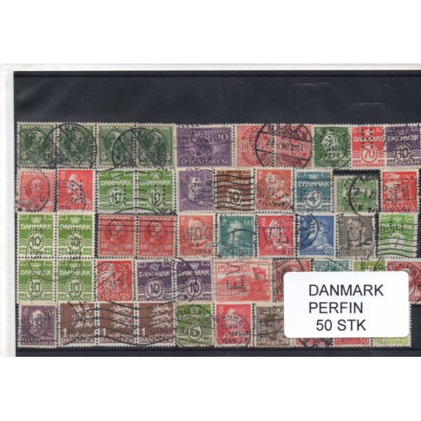 Danmark Perfiner 50 stk. Stemplet/Ustemplet