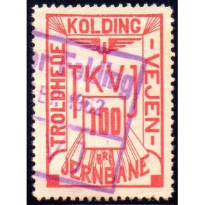 Troldhede - Kolding - Vejen Jernbane  - Godsfrimrke - 100 re - Stemplet