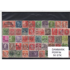 Danmark Perfiner 50 stk. Stemplet/Ustemplet