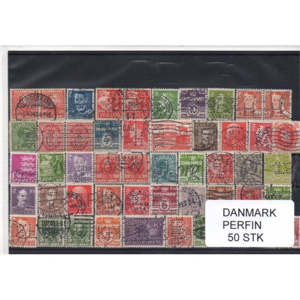Danmark Perfiner 50 stk. Stemplet/Ustemplet