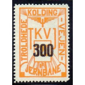 Troldhede - Kolding - Vejen Jernbane  - Godsfrimrke - 125 re overstemplet til 300 re - Ustemplet