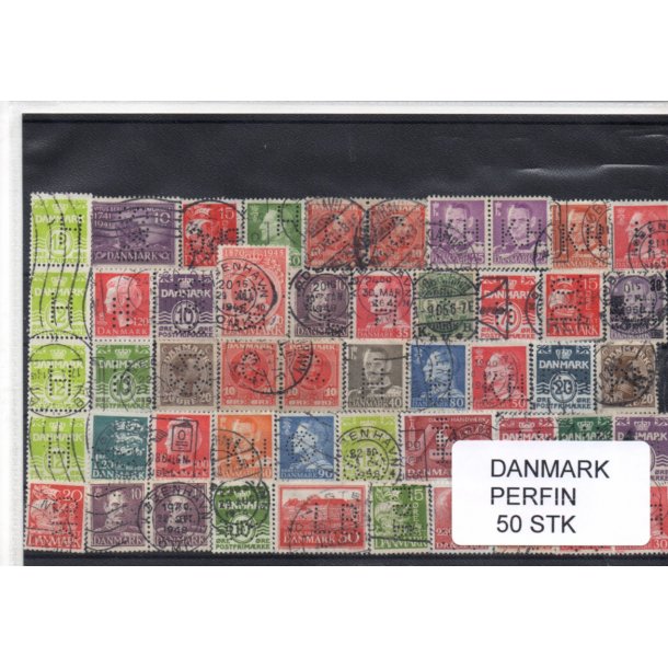 Danmark Perfiner 50 stk. Stemplet/Ustemplet