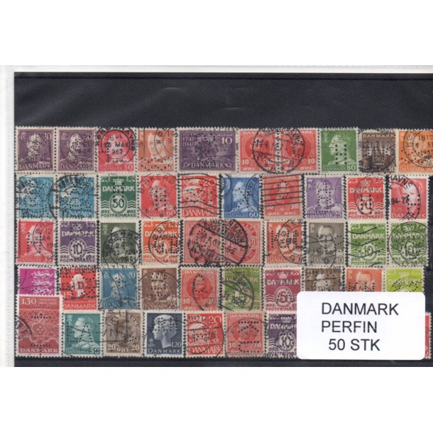 Danmark Perfiner 50 stk. Stemplet/Ustemplet