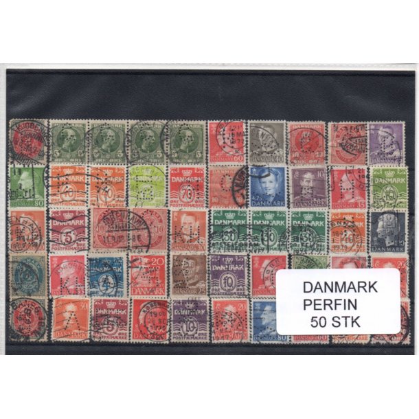 Danmark Perfiner 50 stk. Stemplet/Ustemplet