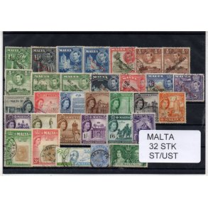 Malta Samling - 32 Stk forskellige.- Stemplet/Ustemplet
