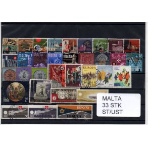 Malta Samling - 33 Stk forskellige.- Stemplet/Ustemplet