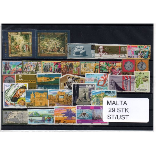 Malta Samling - 29 Stk forskellige.- Stemplet/Ustemplet