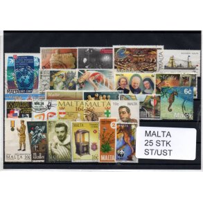 Malta Samling - 25 Stk forskellige.- Stemplet/Ustemplet
