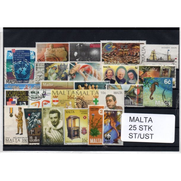 Malta Samling - 25 Stk forskellige.- Stemplet/Ustemplet