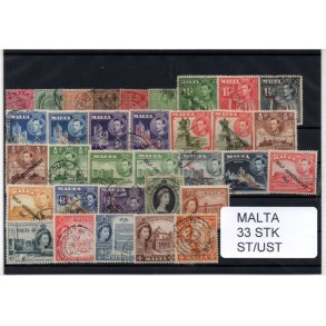 Malta Samling - 33 Stk forskellige.- Stemplet/Ustemplet