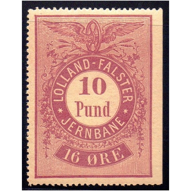 De Lollandske Jernbaner  - 10 Pund - 16 re - Ustemplet
