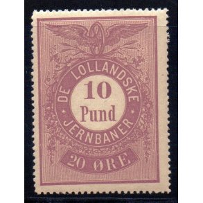 De Lollandske Jernbaner  - 10 Pund - 20 re - Ustemplet