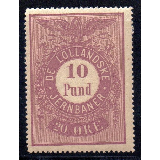 De Lollandske Jernbaner  - 10 Pund - 20 re - Ustemplet