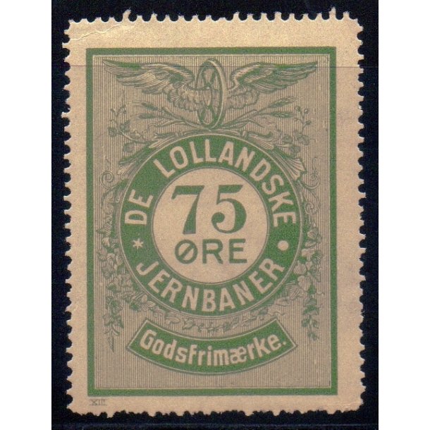 De Lollandske Jernbaner  - Godsfrimrke - 75 re - Ustemplet