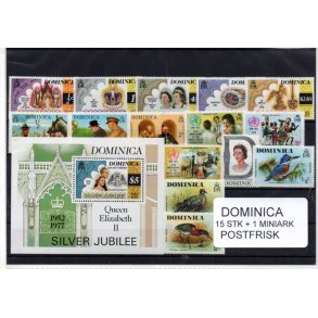 Dominica Samling - 15 Stk. + 1 Miniark - Postfrisk