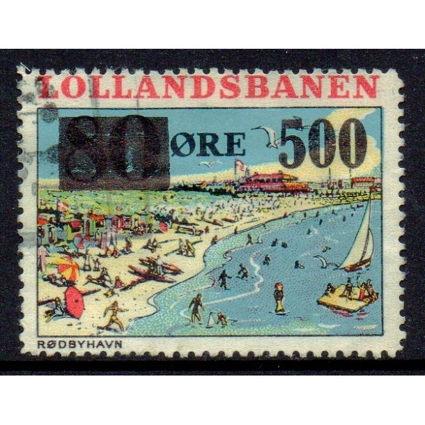 De Lollandske Jernbaner  - Godsfrimrke - 80 re overstemplet til 500 re - Stemplet