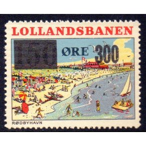 De Lollandske Jernbaner  - Godsfrimrke - 150 re overstemplet til 300 re - Ustemplet