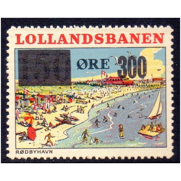 De Lollandske Jernbaner  - Godsfrimrke - 150 re overstemplet til 300 re - Ustemplet