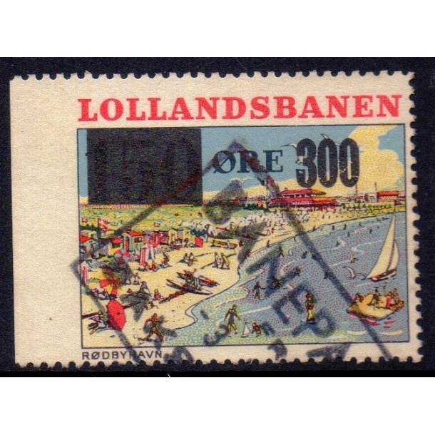 De Lollandske Jernbaner  - Godsfrimrke - 150 re overstemplet til 300 re - Stemplet