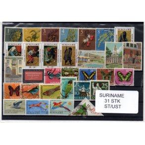 Suriname Samling - 31 stk - Stemplet/Ustemplet
