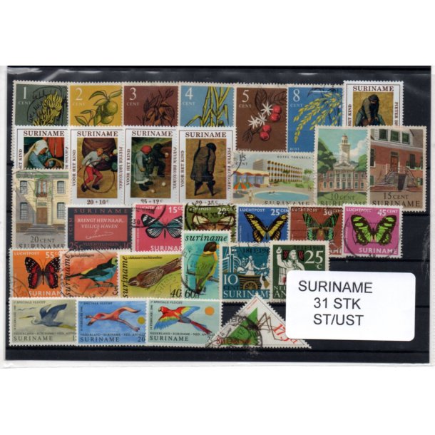 Suriname Samling - 31 stk - Stemplet/Ustemplet