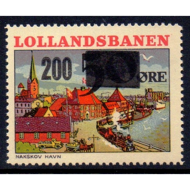 Lollandsbanen  - Godsfrimrke - 50 re overstemplet til 200 re - Stemplet
