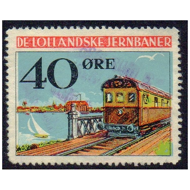 De Lollandske Jernbaner  - Godsfrimrke - 40 re - Stemplet