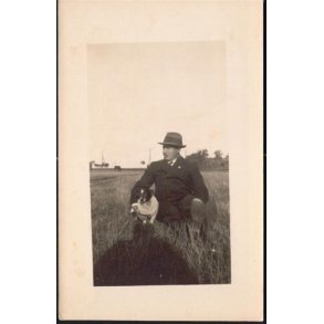 Fotokort Ukendt - Mand og Hund ? Ubrugt