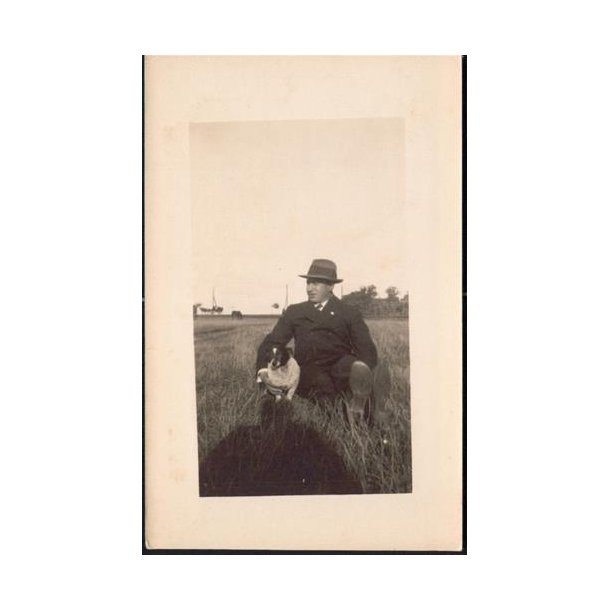 Fotokort Ukendt - Mand og Hund ? Ubrugt