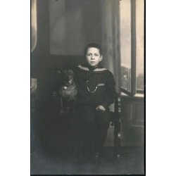 Fotokort Ukendt - Dreng og Hund ? - Ubrugt