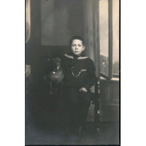 Fotokort Ukendt - Dreng og Hund ? - Ubrugt
