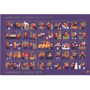 Danmark julemærkeark 1974 - UTAKKET
