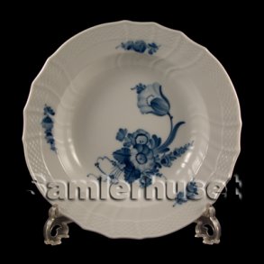 Blå Blomst Svejfet Tallerken Dyb 20 cm.