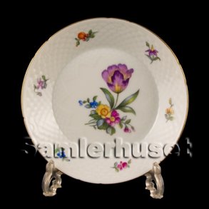 Saxisk Blomst Hvid Tallerken Flad 21 cm.